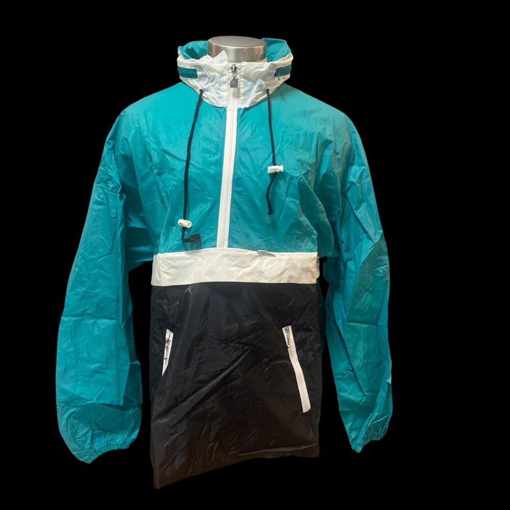 Vintage K-Way Jacket Green Black White Sz M/L 80s